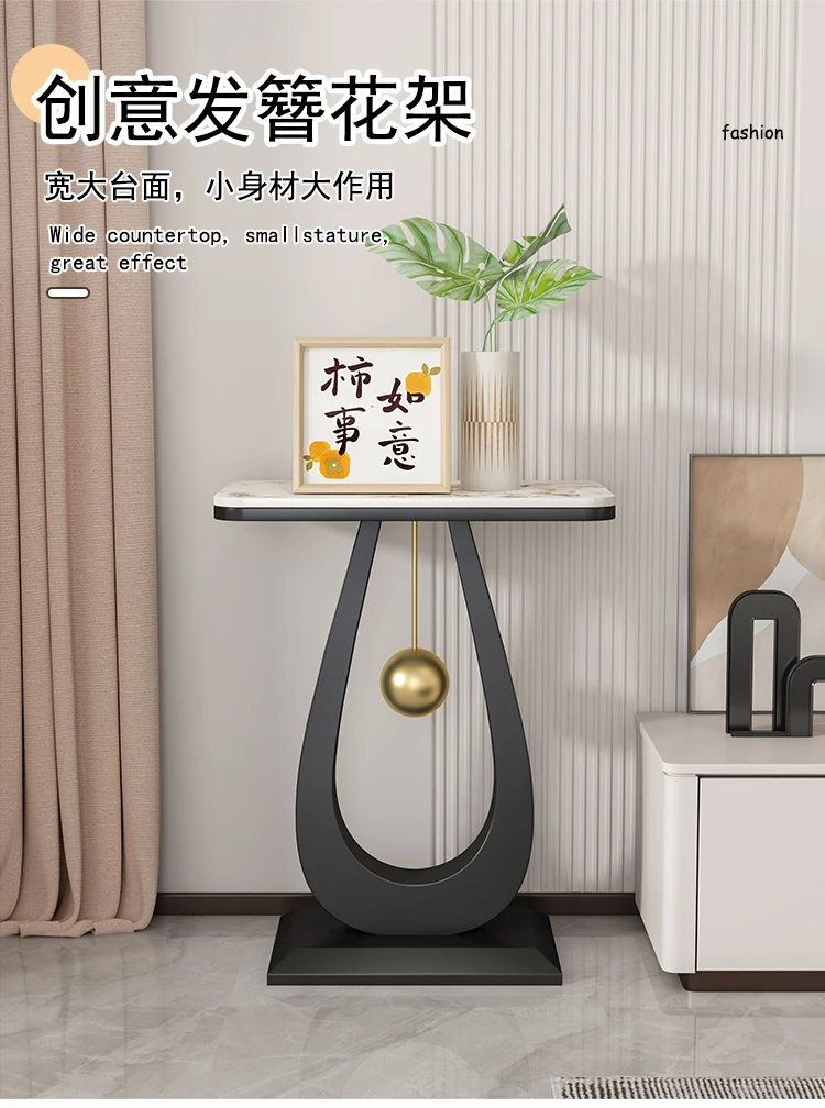 light luxury flower rack, Nordic rock slab flower rack, simple living room sofa decorative rack, balcony flower pot rack