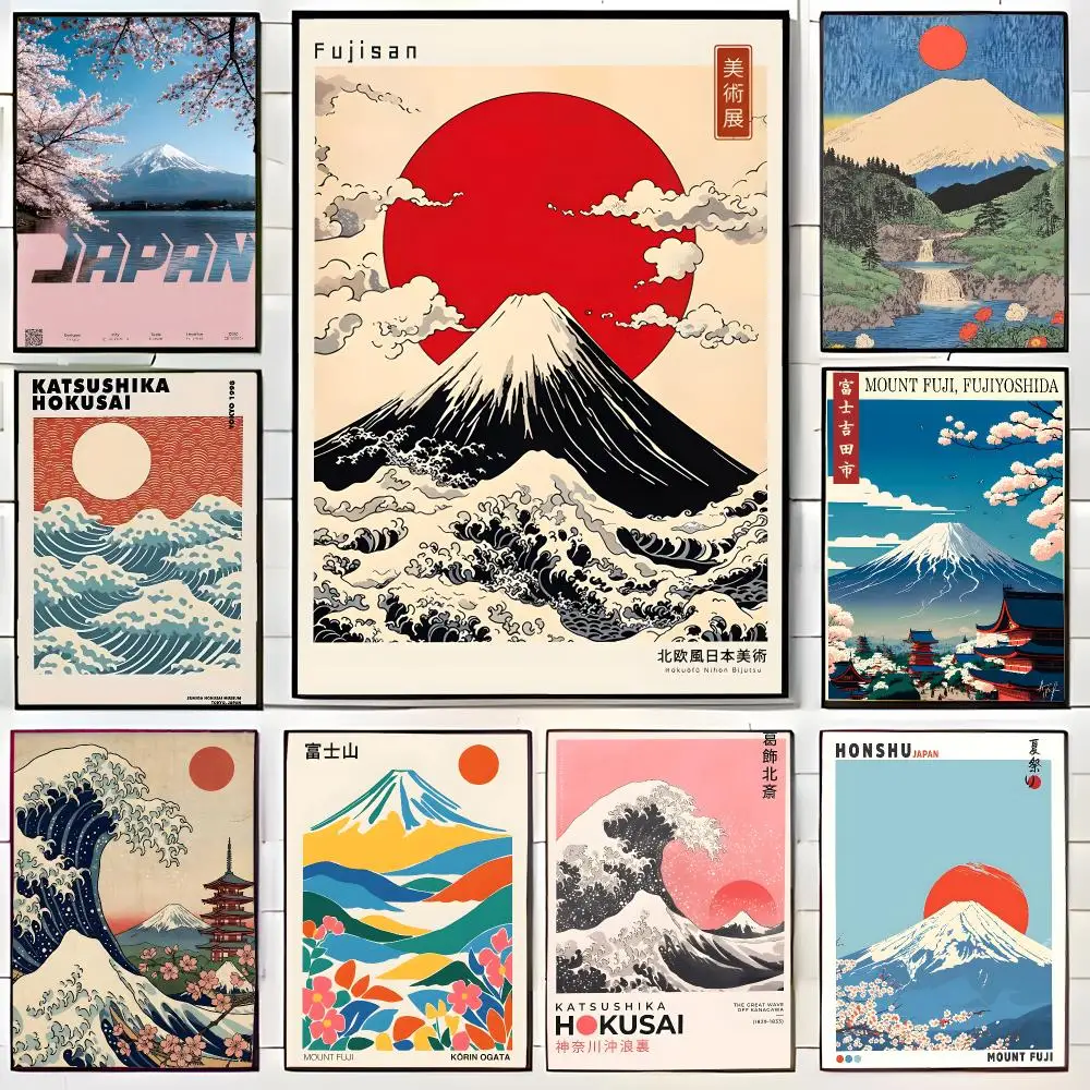 Scenic Painting M-Mount Fuji Sunrise Wave Canvas Poster Wall Art Print Decorative Mural Home Decor Gift Unframed
