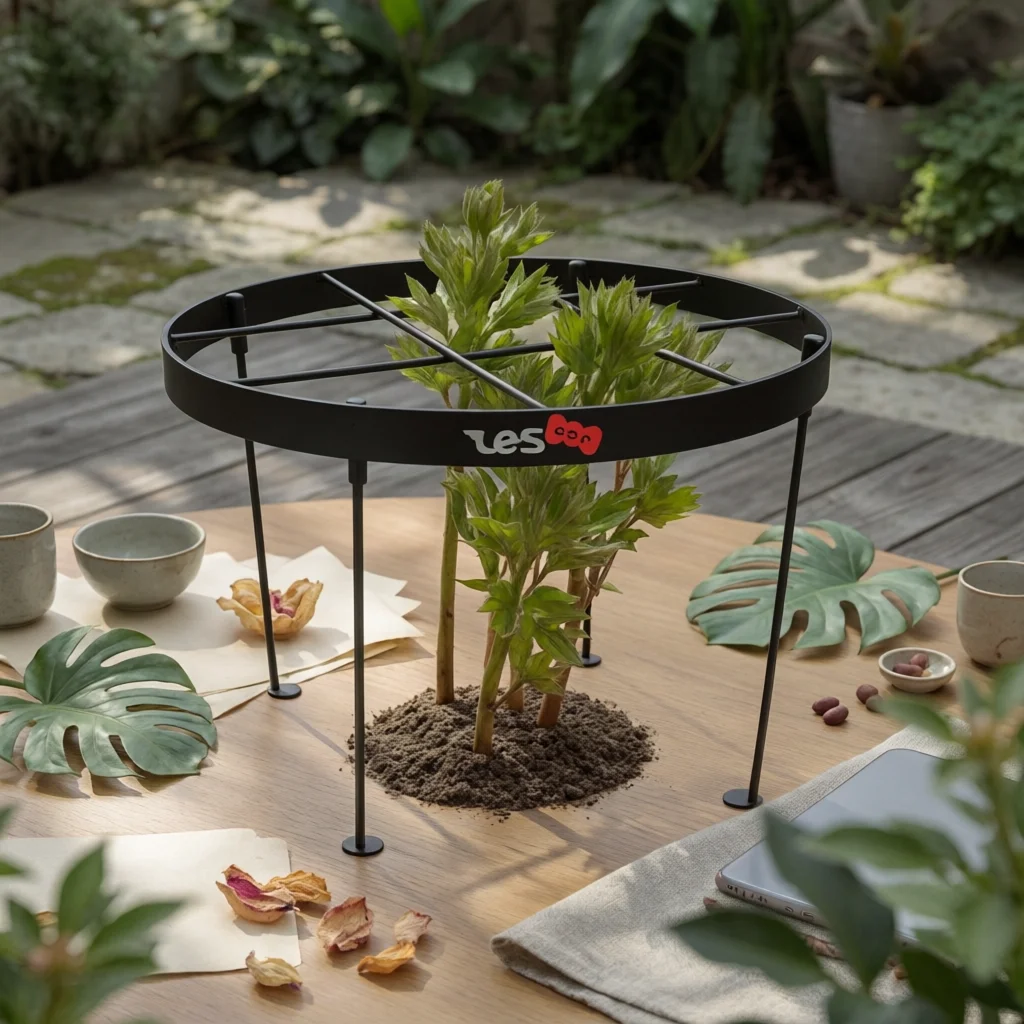 Metal Round Plant Cage Robust Flower Support Frame Crossed Rods Garden Stand for Tall Peony Plants