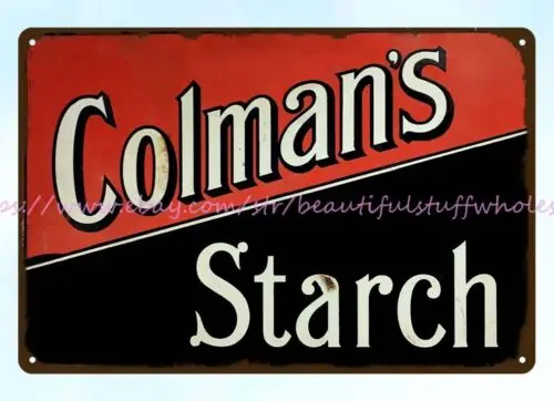 kitchen office signs collectible COLMANS STARCH metal tin sign