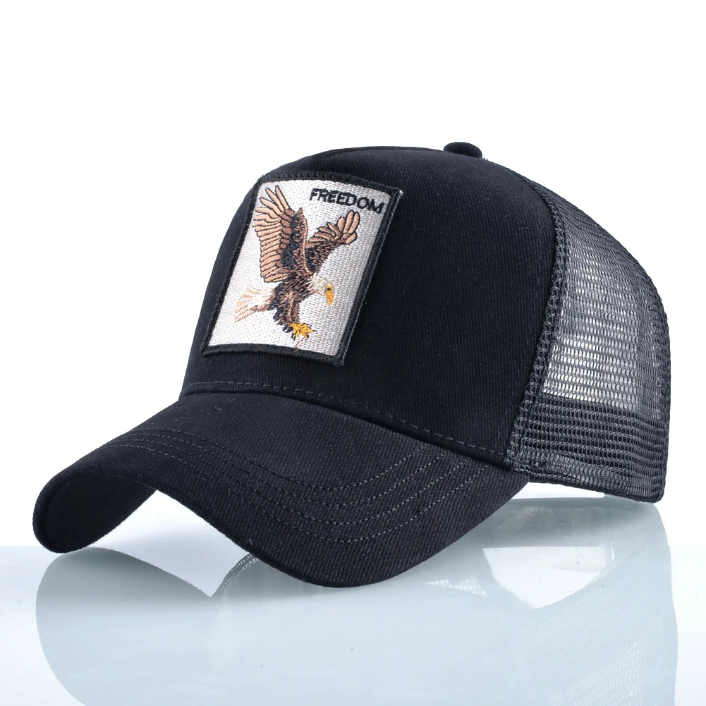 Berretto da baseball alla moda con toppa ricamata con aquila per uomo e donna, berretto da camionista per quattro stagioni, cappello con visiera sportiva casual all'aperto