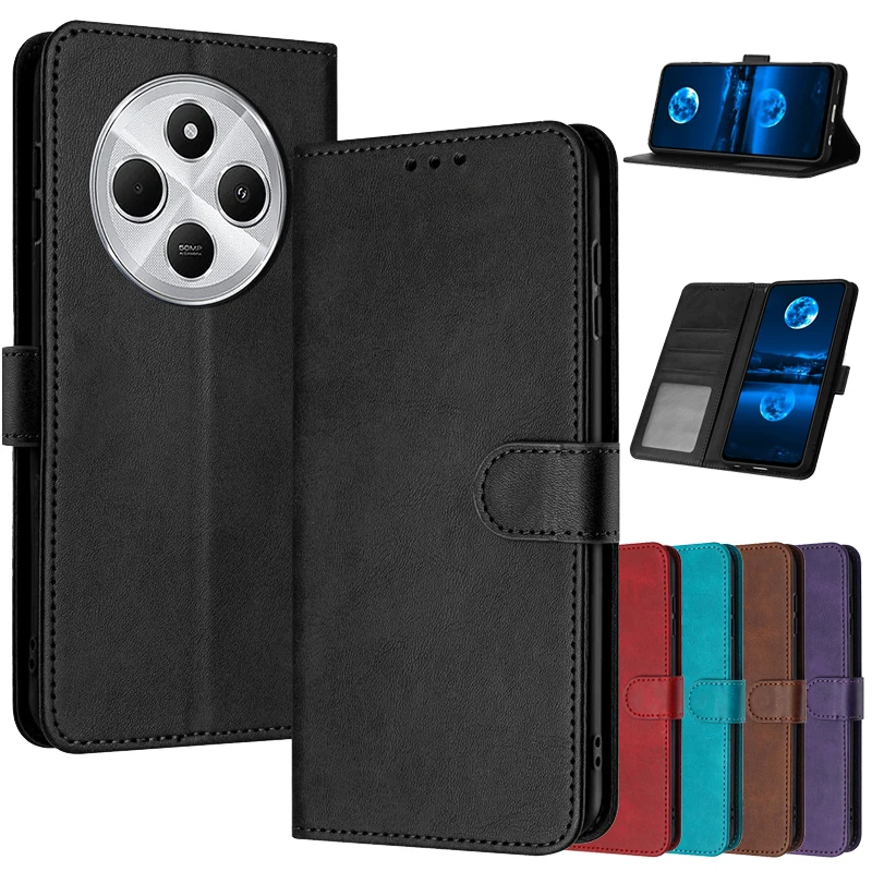 Magnetic Flip Cover Leather Case For Xiaomi Redmi A4 Turbo 3 5G A3 Pro A3X A2+ A1 Plus RedmiA4 Cases Solid color Feel Wallet Bag