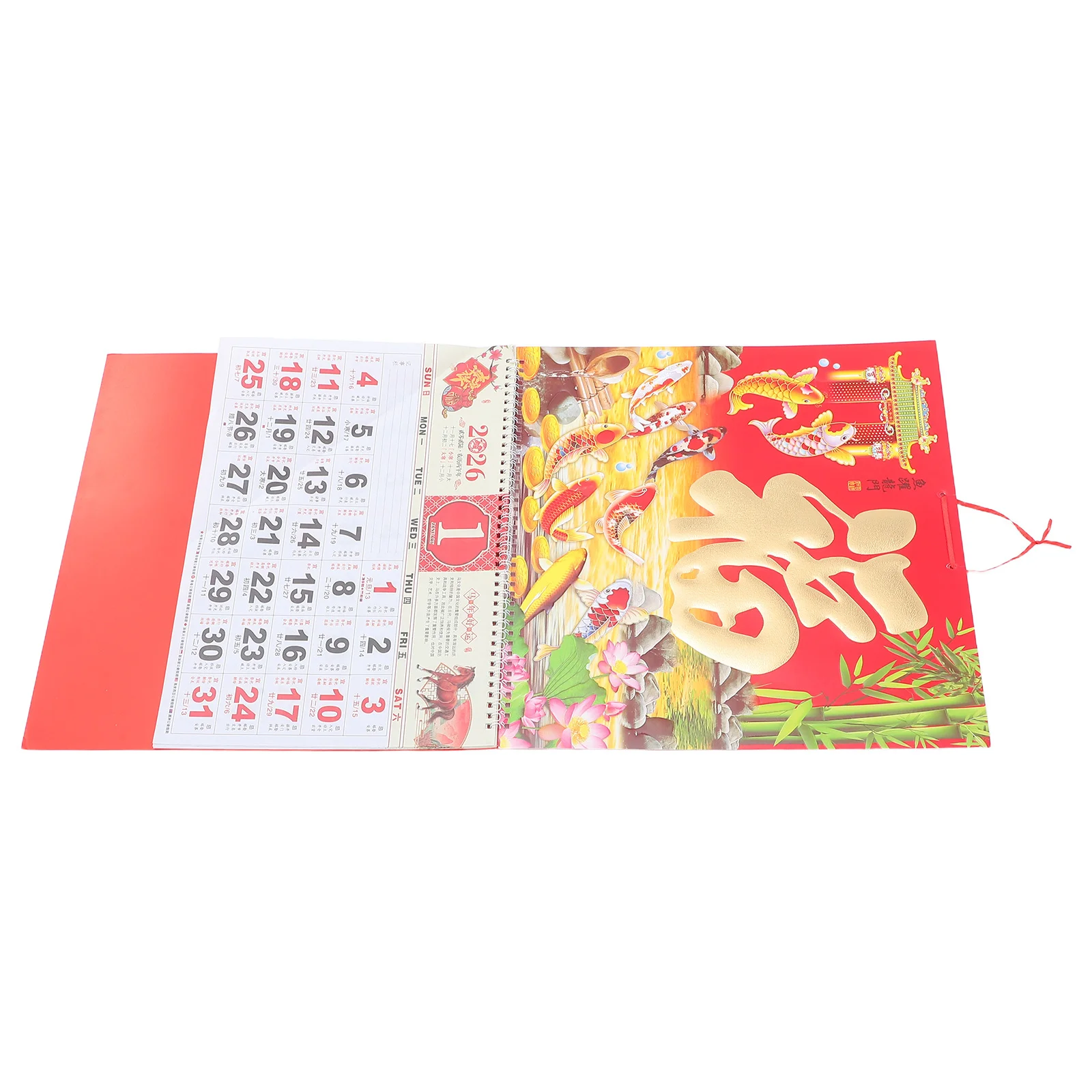 

Year of Horse Lunar Calendar 2026 Traditional Chinese Wall Hanging Decor Paper Calendar 26.72x14.34in Zodiac Planner for Home