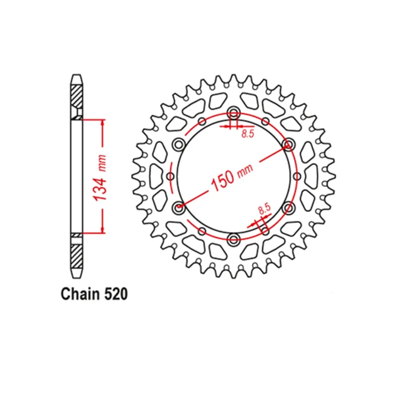 OZOEMPT 520-42T Motorcycle Rear Sprocket Apply to KLX250 R E1,E2,E3,G1,F1,F2,F3,F4  KLX250 ES,SR,G1,G2,SKF,S SKFA,Camo SJFA,SKFA