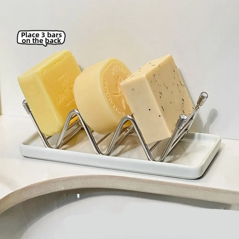 Stainless Steel W-Shaped Soap Holder Non-slip Space Saving Soap Dish W-Shaped Drain Tray Soap Storage Rack Sink Countertop