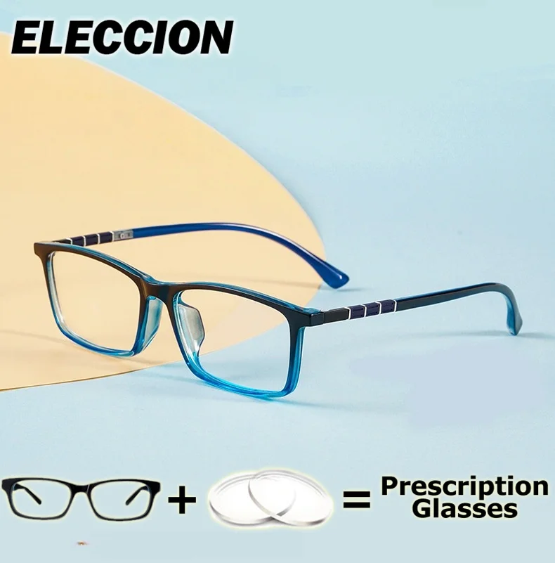 

ELECCION Prescription Glasses Presbyopia Myopia Glasses TR90 Square Men Women Anti Blue Light Photochromic Optical Eyewear