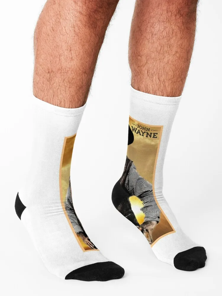 John Wayne Socks Novelties new year men cotton high quality Antiskid soccer Socks Women Men's