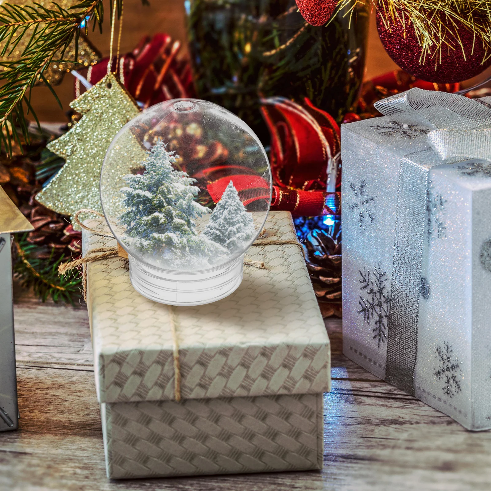 

10 Pcs Snow Globe Accessories Clear Plastic Round Globes Empty Diy Water Crafts Kit Christmas Party Decorations Ball Shape Prop