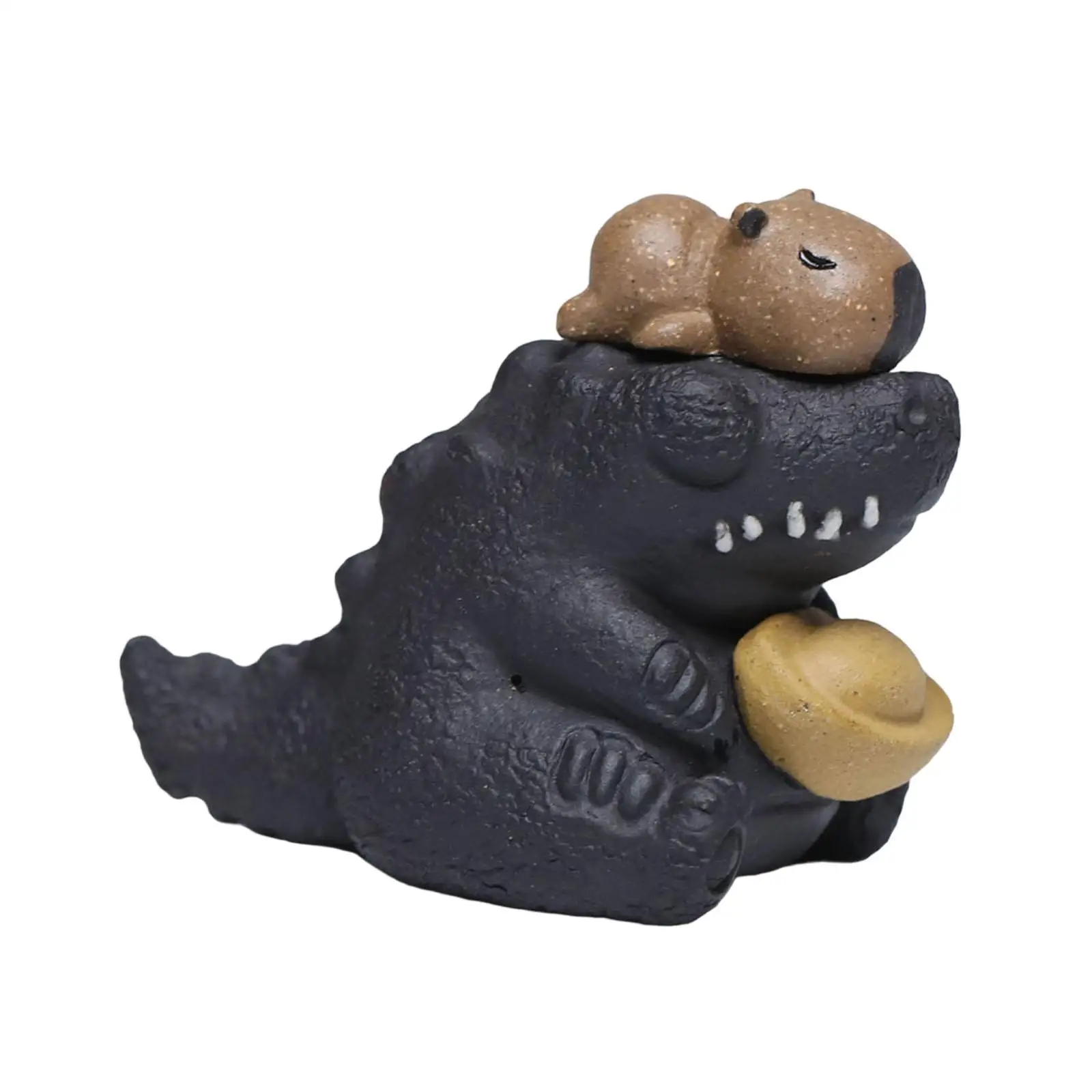 Purple Clay Tea Pet Crocodile Statue Collection Chinese Handmade Sculpture Zisha Decorative for Living Room Desk Office Decor