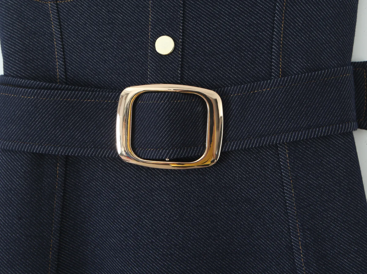 Modisches ärmelloses Damenkleid, trägerlos, einreihiges Design mit Taillengürtel, eleganter MIDI-Langrock