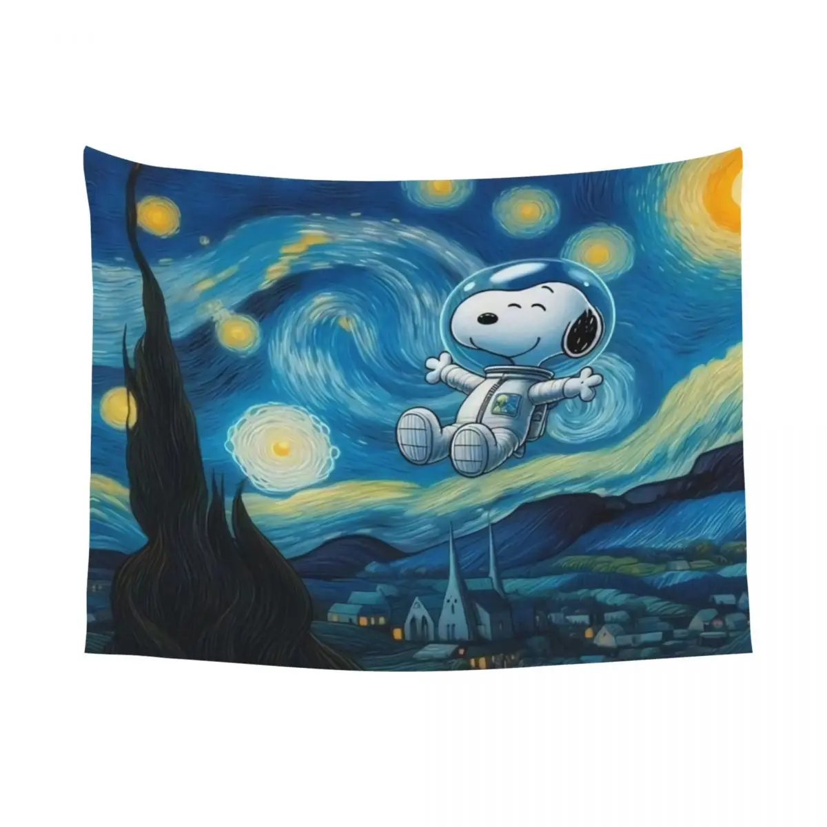 Custom Hippie S-Snoopys The Starry Night Tapestry Wall Hanging Home Decor Tapestries Dorm Decoration