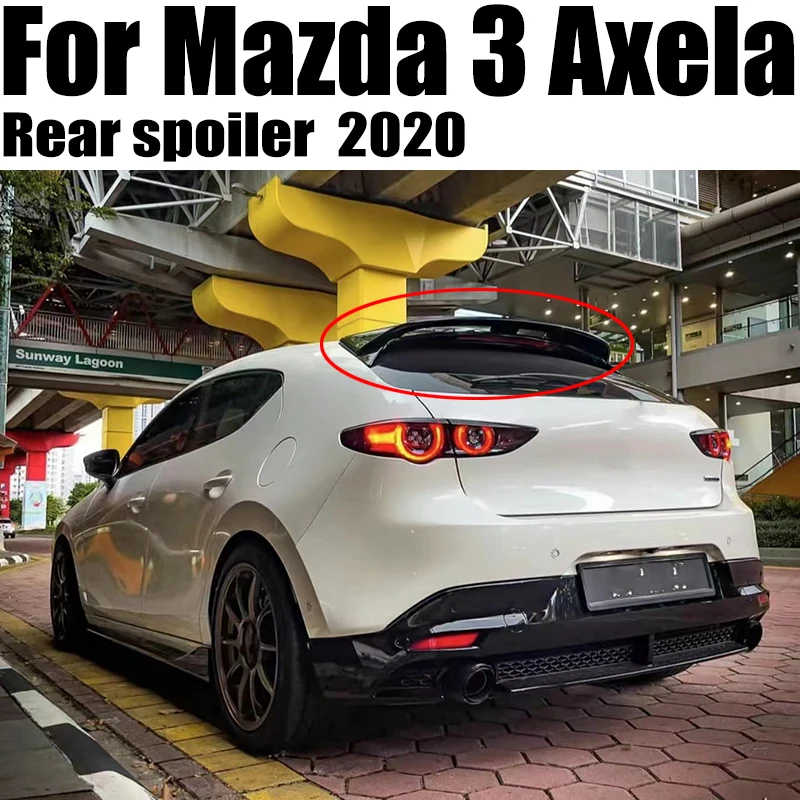 

For Mazda 3 Axela Hatchback 2020 Car Styling FRP Carbon Fiber Rear Spoiler Wing Tail Trunk Lid Cover Auto Decoration