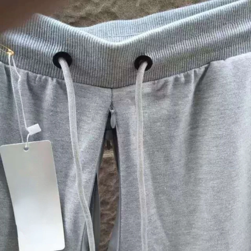 Pantaloni sportivi in puro cotone primaverile e invernale Pantaloni casual di lusso Outdoor con apertura sul cavallo Pantaloni sessuali con cerniera