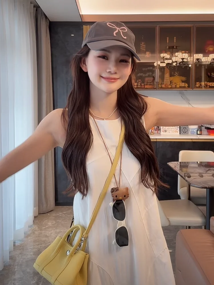 Robes sans manches pour femmes, Alternative d'été, Tulle appliqué, ceinture élastique ajourée, évasée, Fairycore, doux pique-nique, floraison OL