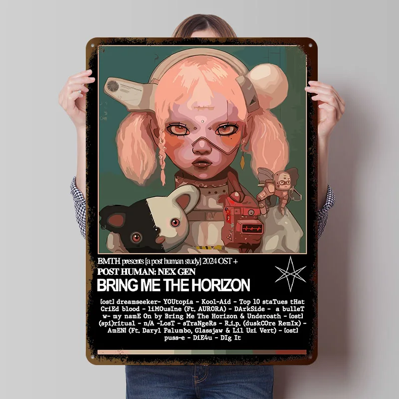 Bring Me The Horizon Album Art Tinplate Posters Customizable Wall Art Retro Vintage Metal Signs for Home Room Custom Plate Decor