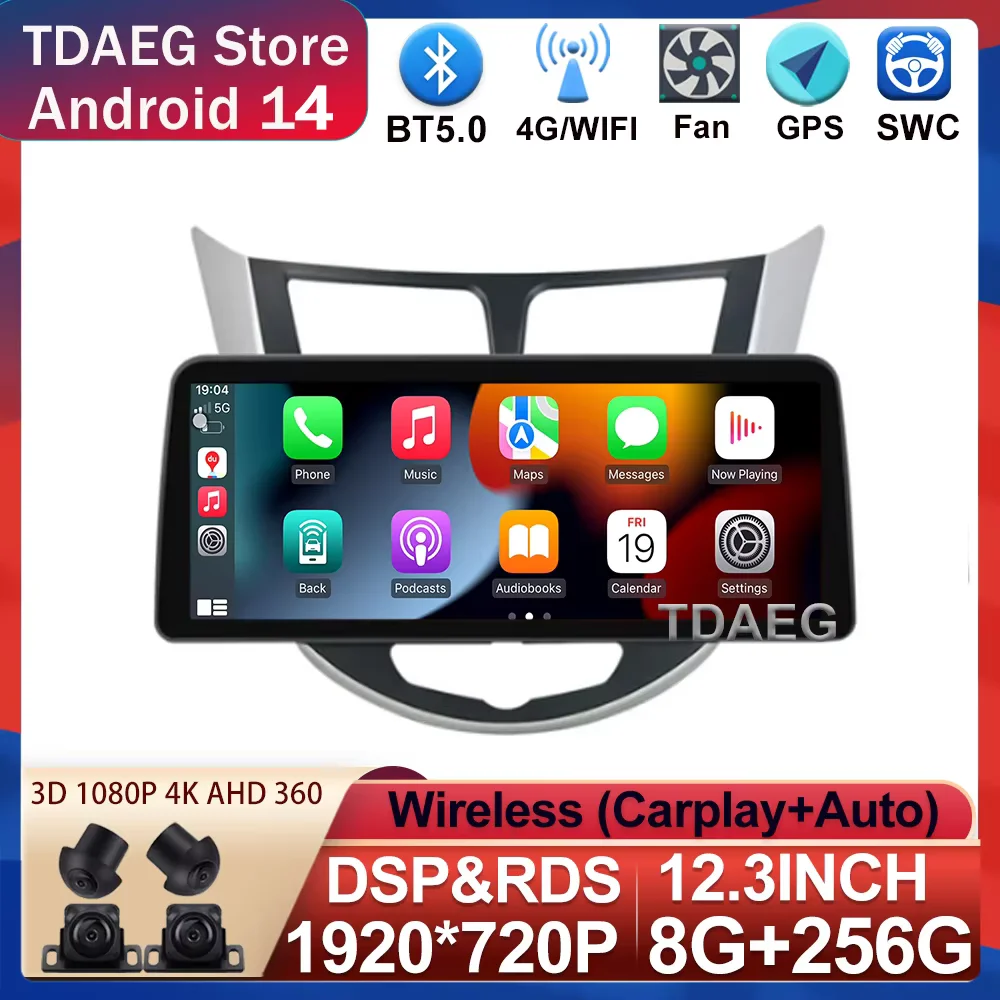

Автомагнитола 8 + 256G Android 13 для Hyundai Solaris Verna Accent 1 2010-2016, мультимедийный видеоплеер, навигация, GPS, головное устройство