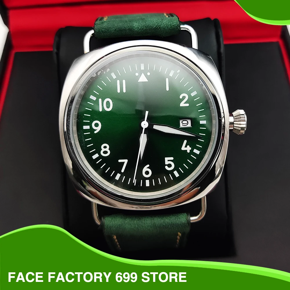 Luxury Flying Men\'s Watch 45mm Green NH35 Calibre Vintage Automatic Mechanical Watch Green Luminous Sterile Dial Waterproof Hand