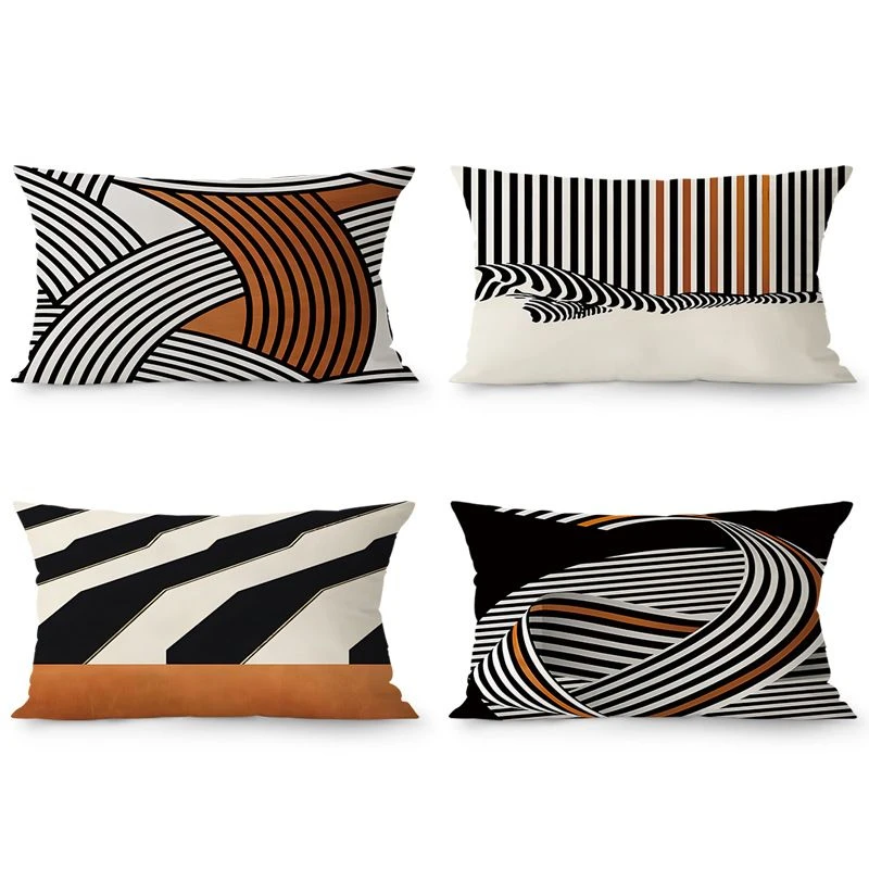 

Nordic Orange Abstract Rectangular Pillow Sofa Lumbar Cover
