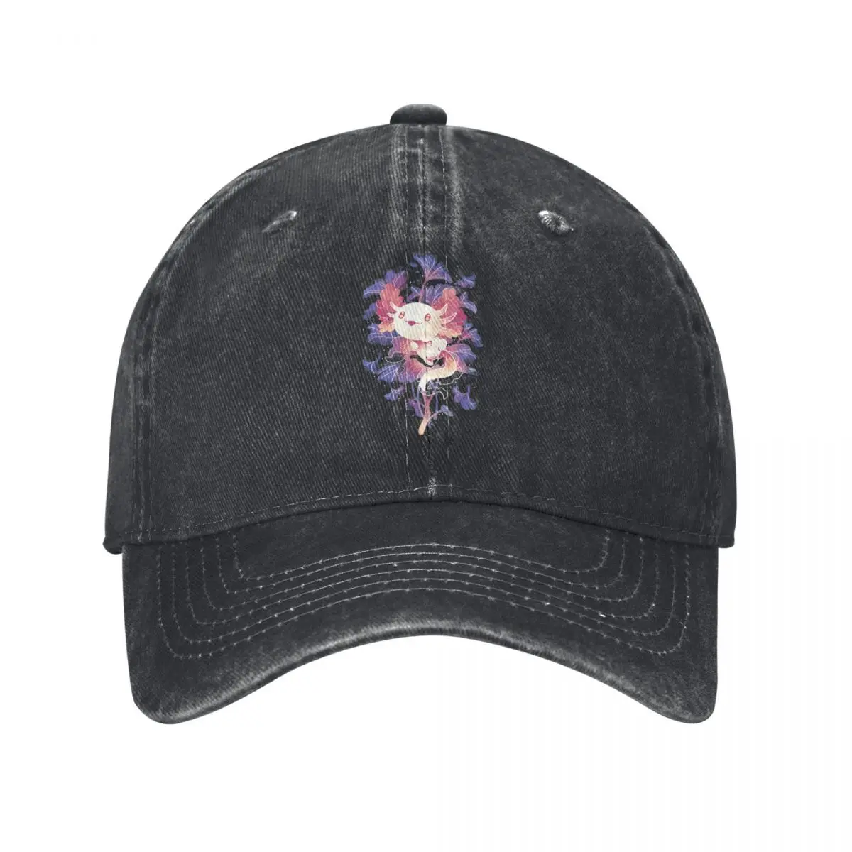 Axolotl Cute Baseball Caps Vintage Distressed Denim Washed Mexican Salamander Animal Snapback Hat Unisex Outdoor Hats Cap