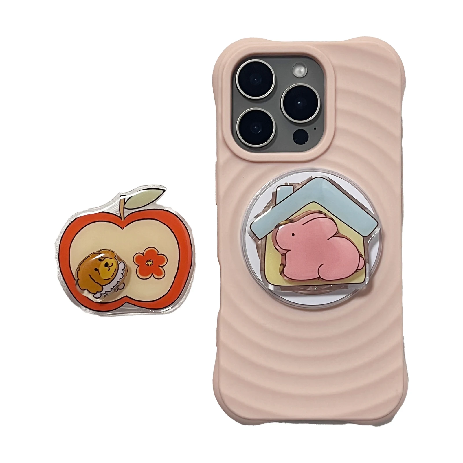 

Милый складной держатель для телефона с вращением на 360 градусов Apple Puppy Pink Rabbit для iphone 17 16PM, чехол для телефона Samsung, подарок для девочки