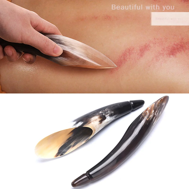 

1Pcs Natural Buffalo Horn Guasha Board SPA Scraping Plate Gua Sha Massage Tool Scraping Board Health Care