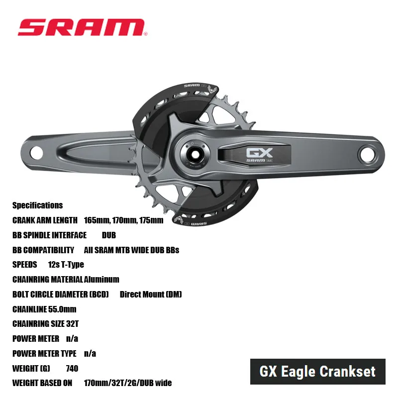 SRAM GX EAGLE TRANSMISSION Crankset No-nonsense, Two independently removeable MTB & Road bicycle acesssories cycling