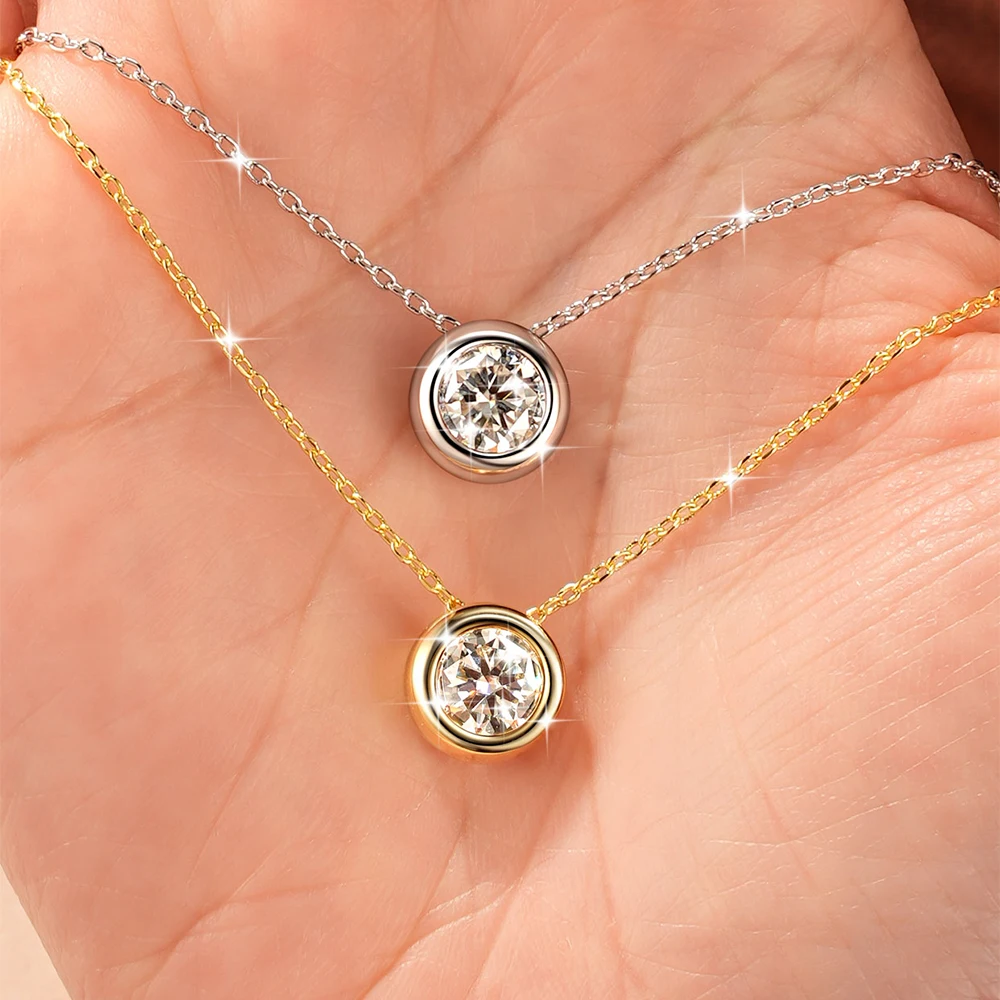 Zertifizierte 4mm-7,5mm Bubble Moissanit Halskette Funkelnder Solitär Labor-Diamant Anhänger Halsketten für Damen Schmuck – Detail 4