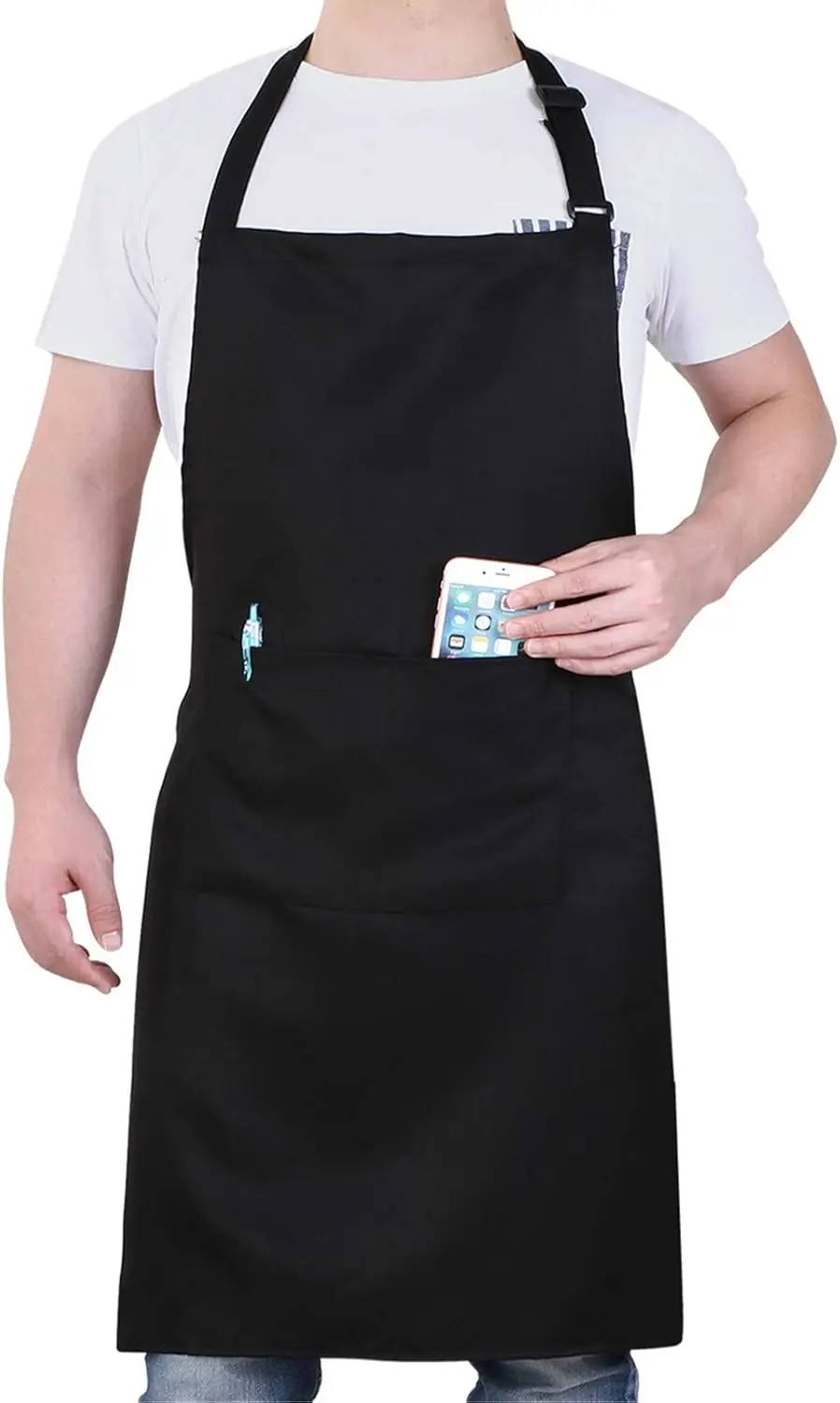

Large Chef Apron for Men and Women, 33x27 Inches with Waist Ties and Pockets, Durable Lightweight Black