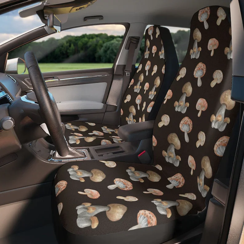 Mushroom Pastel Cottage Core Cute Brown Car Seat Covers | Custom