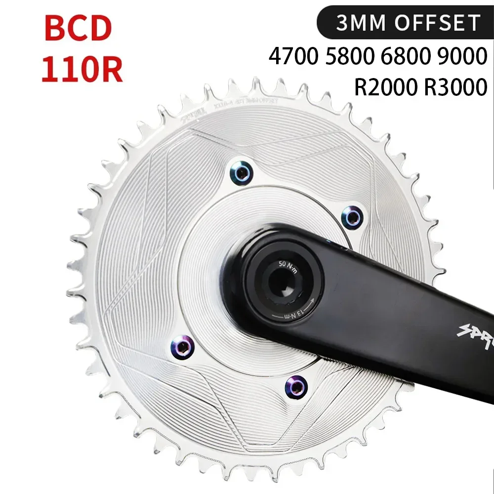 PASS QUEST 110bcd chainring 3mm Offset Bike chainring narrow wide single chainwheel For Shimano 4700 5800 6800 9000 power meter