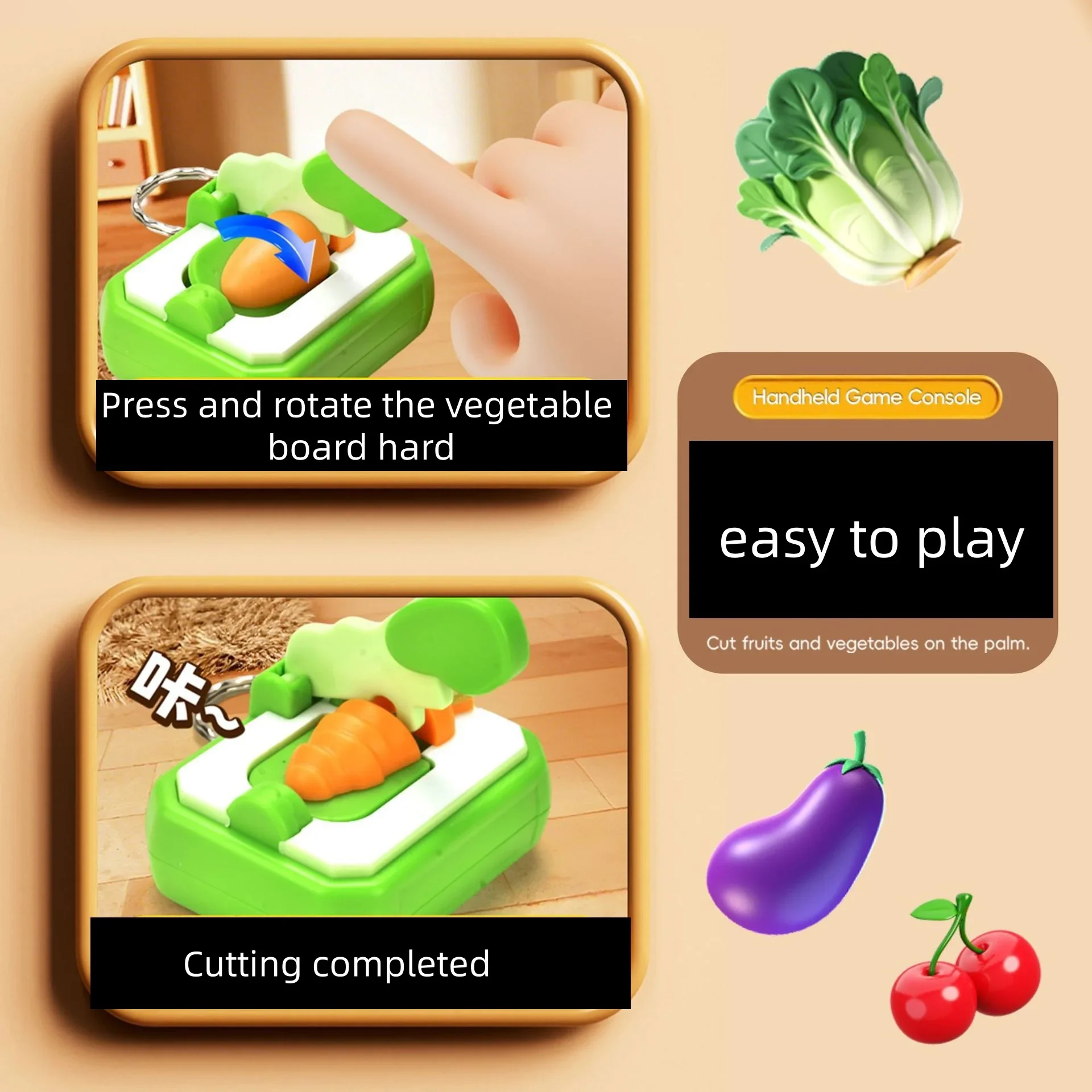 Cut Carrot Keychain Creative Stress Relief Toy Press Button Desktop Leisure Fidget Toys for Anti Anxiety Backpack Pendant
