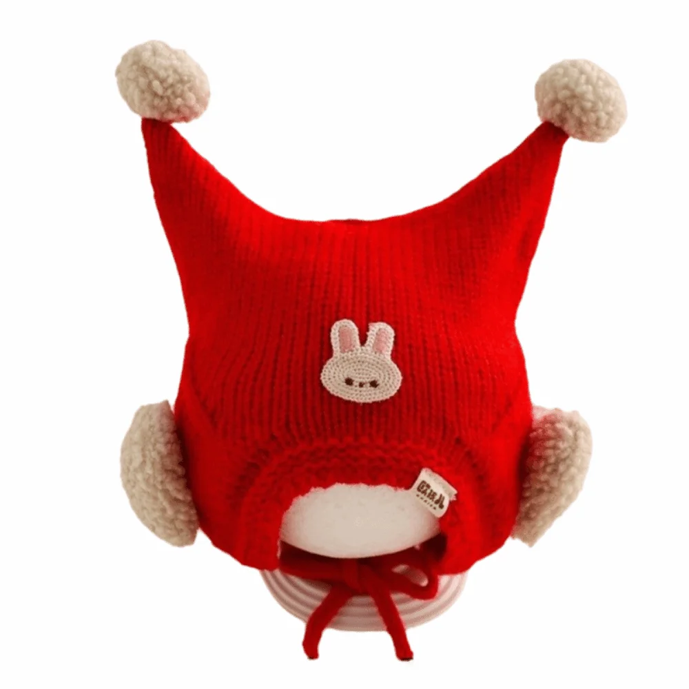 

Cute Winter Baby Crochet Hat Breathable 6-24 Months Toddler's Knitted Hat Windproof Solid Color Ear Protection Hat