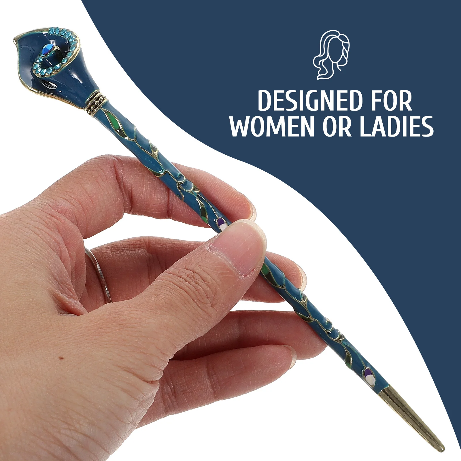 

Синие винтажные палочки для еды, прочная заколка для волос для женщин, повседневная вечерние палочка для волос, сделай сам, модная декоративная заколка из сплава