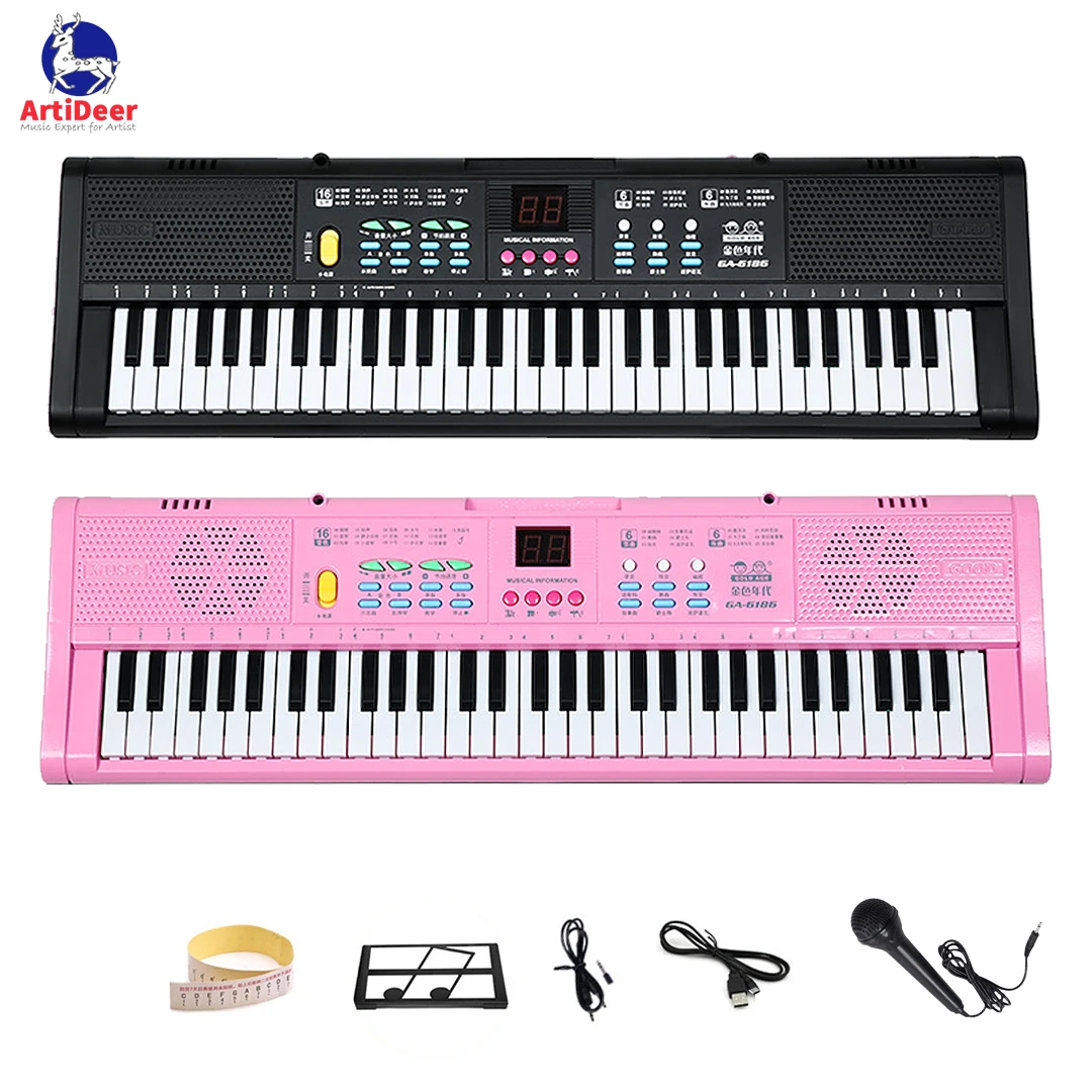 Clavier de Piano 61 touches Piano électronique avec micro, 16 sons, 10