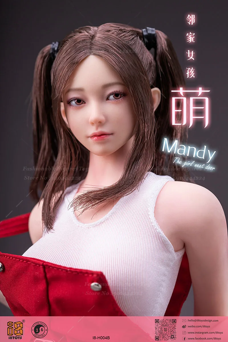 I8Toys I8-H004 1/6 Women Soldier Cute Mandy Head Sculpt Movable Eye Sculpture Head Model Fit 12Inch Action Figuremodel Toys