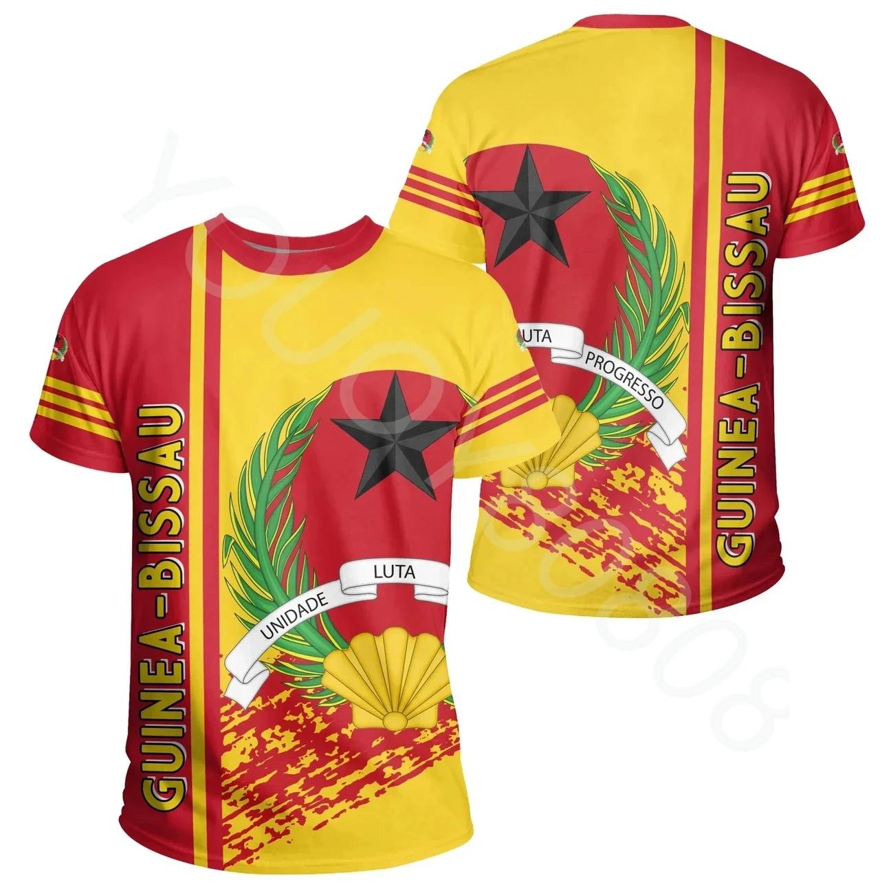 Guinea Bissau District Style T-Shirt Men's Short Sleeve Summer African District Country Street Simple Casual Printed T-Shirt