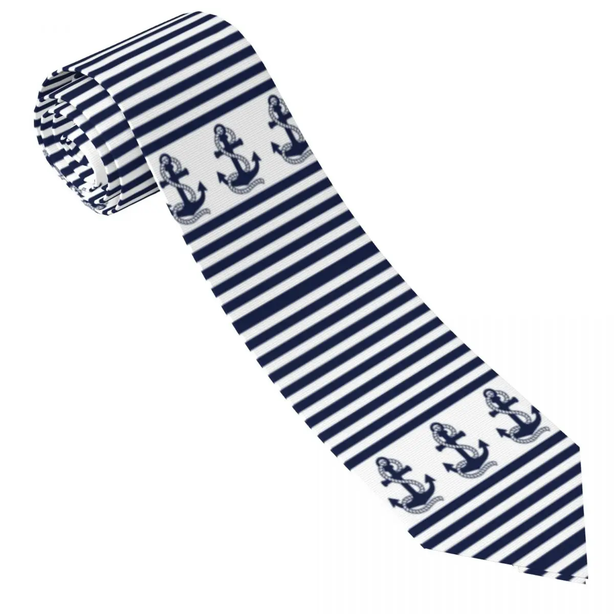 Custom Nautical Stripes With Navy Blue Anchor Fashion Tie Mens Mens Suit Tie Sailing Sailor For Thanksgiving Day