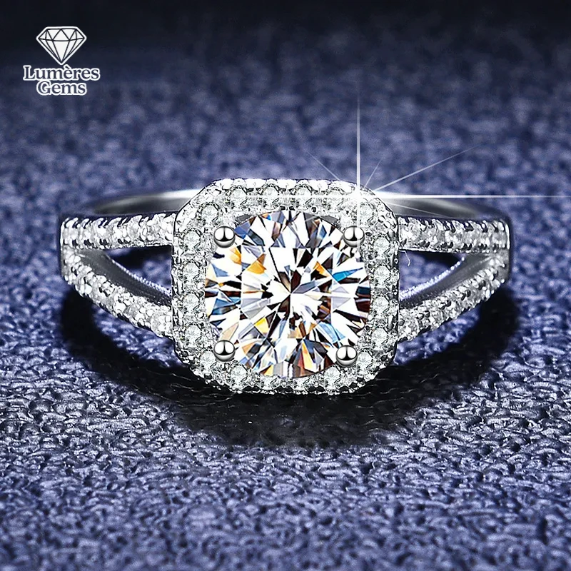 

Never Fade Original PT950 Platinum 1Ct Round D Color VVS1 Moissanite Diamond Eternal Rings Wedding Accessories For Women