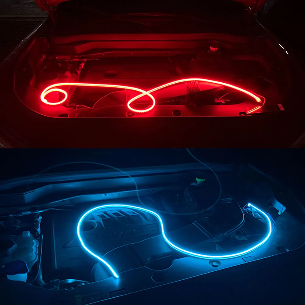 

1Pc Car Hood Daytime Running 12V Light Strip Waterproof Flexible LED Car Universal Decorative Atmosphere Lamp Ambient Backlight