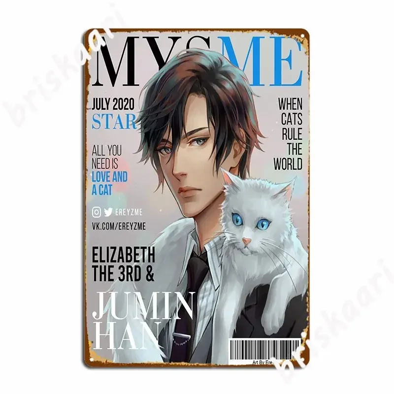 Jumin Han Magazine Mystic Messenger-letrero de Metal para Bar, Mural de pared, Club, crear impresión, cartel de estaño