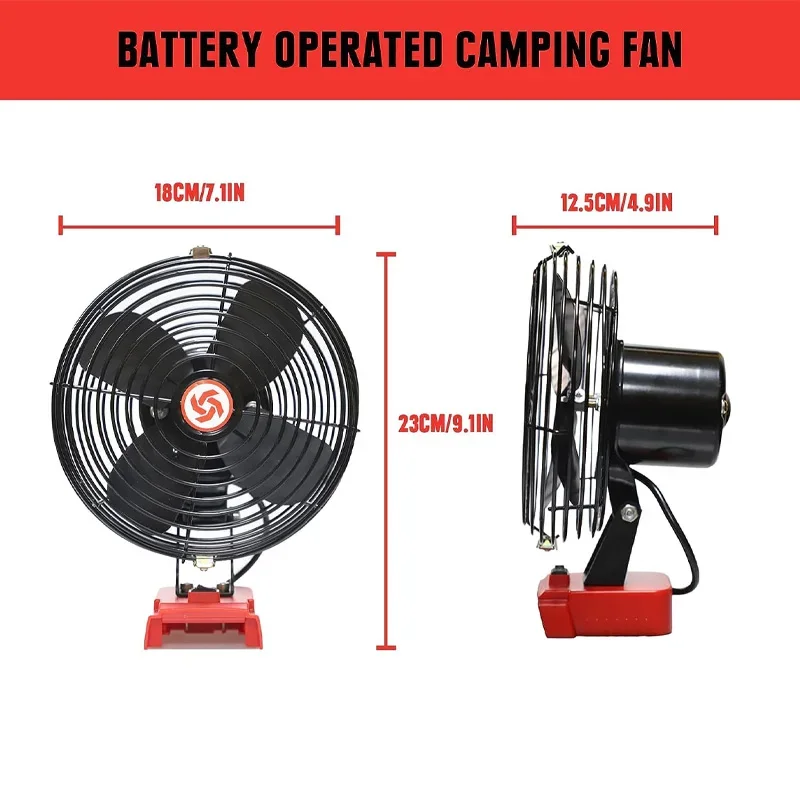 Imagem -05 - Portátil sem Fio Jobsite Camping Fan 2-velocidade Ventilador de Refrigeração para Milwaukee 18v Li-ion Bateria para Trabalho Interior e Exterior Novo