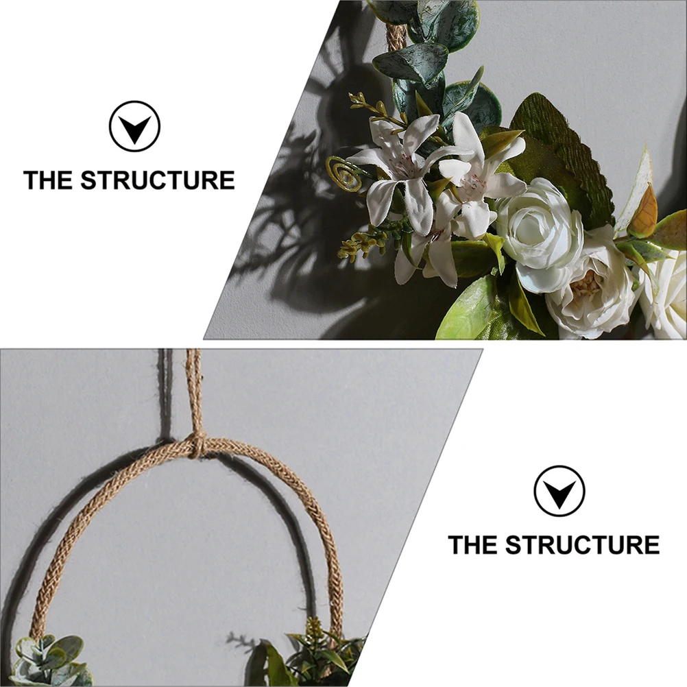 

1 pc White Vivid Artificial Flower Wreath Creative Wall Adornment Pastoral Decorative Tapestry Home Party Decoration