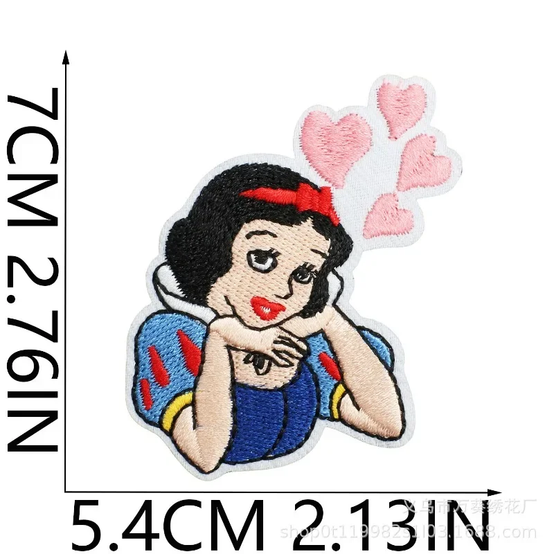 16pcs Disney Princess Snow White Patches Iron on Embroidered Patches for Clothing DIY Bag Decoration Embroidery Label Appliques