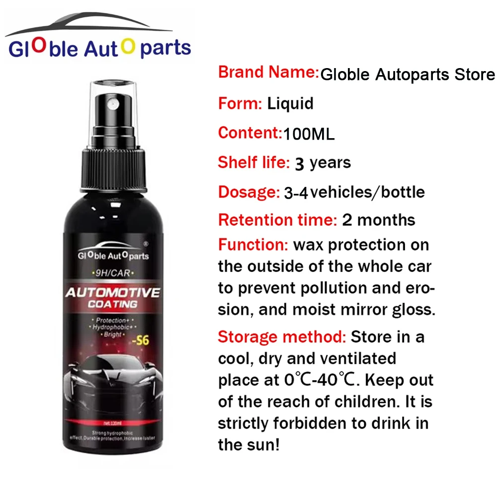 Keramik für Autos, beschichtet, 9H Nano, flüssiges Glas, plattiert, Kristall, hydrophob, wasserfest, Polierfarbe, Härtegrad, Kristall-Autopolitur – Detail 5