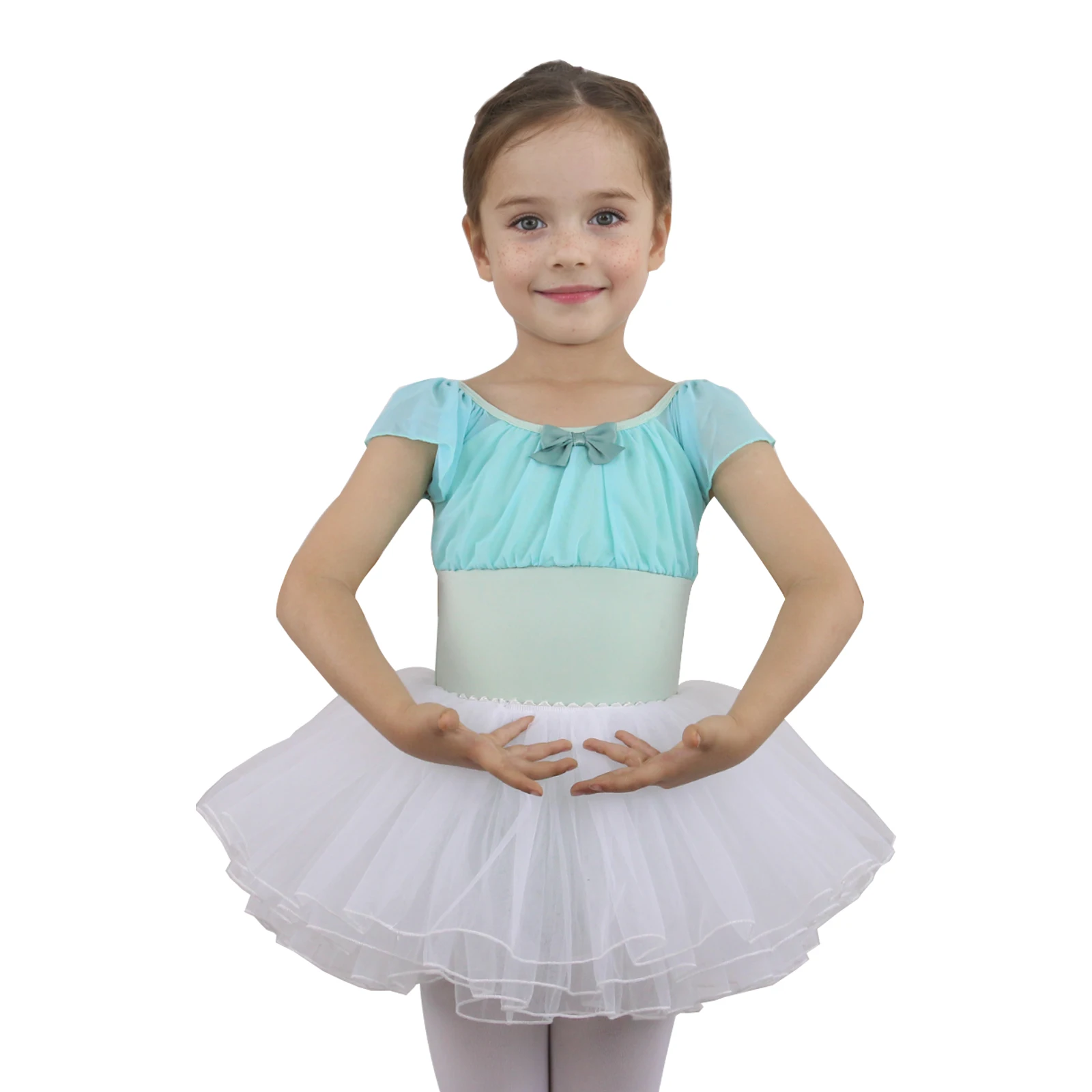 Girls Ballet Leotards Toddler Dance Gymnastics Leotard Ruffle Short Sleeve Outfits 4 Layers Tutus Ballerina Outfit