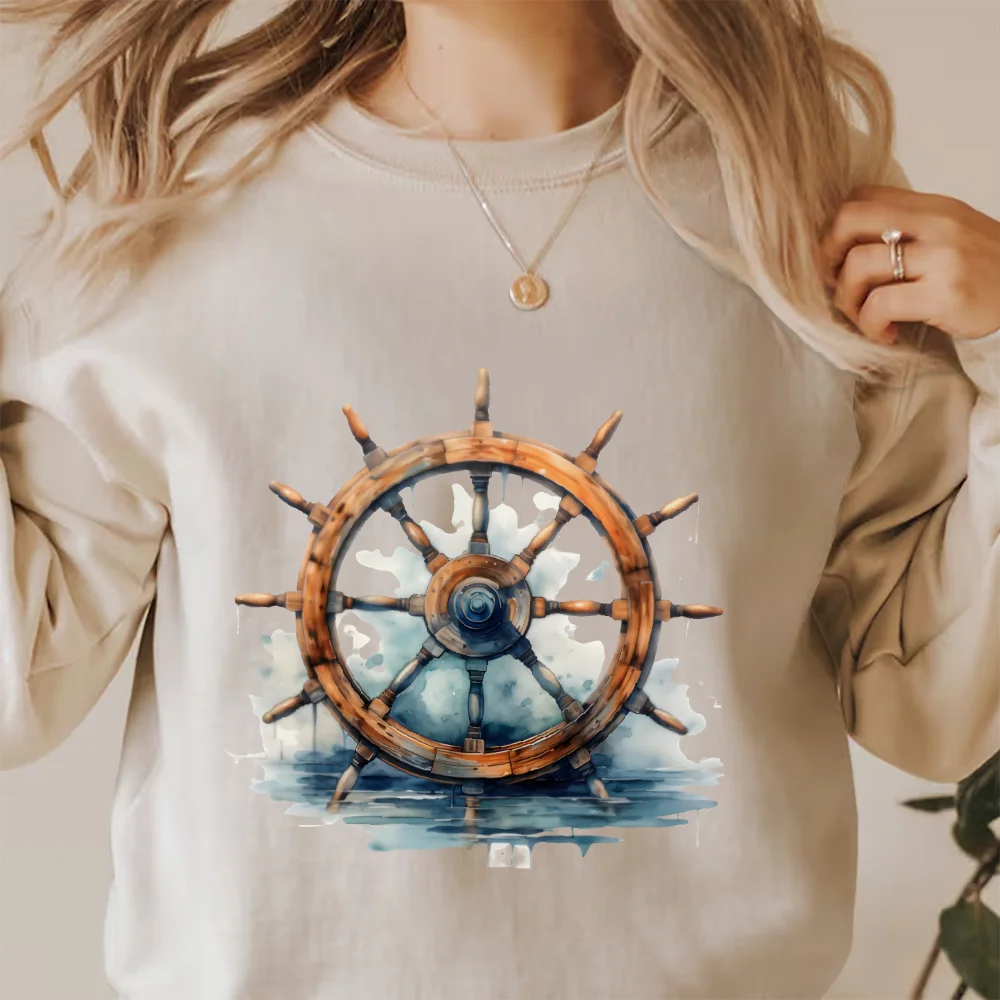 

Nautical Elements Trendy Y2k Hoodie Women Korean Style Oversized Hand Painted Graphic Sweatshirt Cozy Warm Fall Winter Fashion