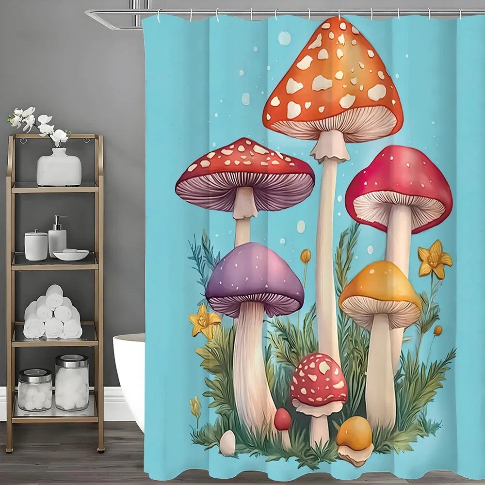 

Colorful Mushroom Shower Curtain, Bathroom Decorative Shower Curtain, Waterproof Shower Curtain with Hooks