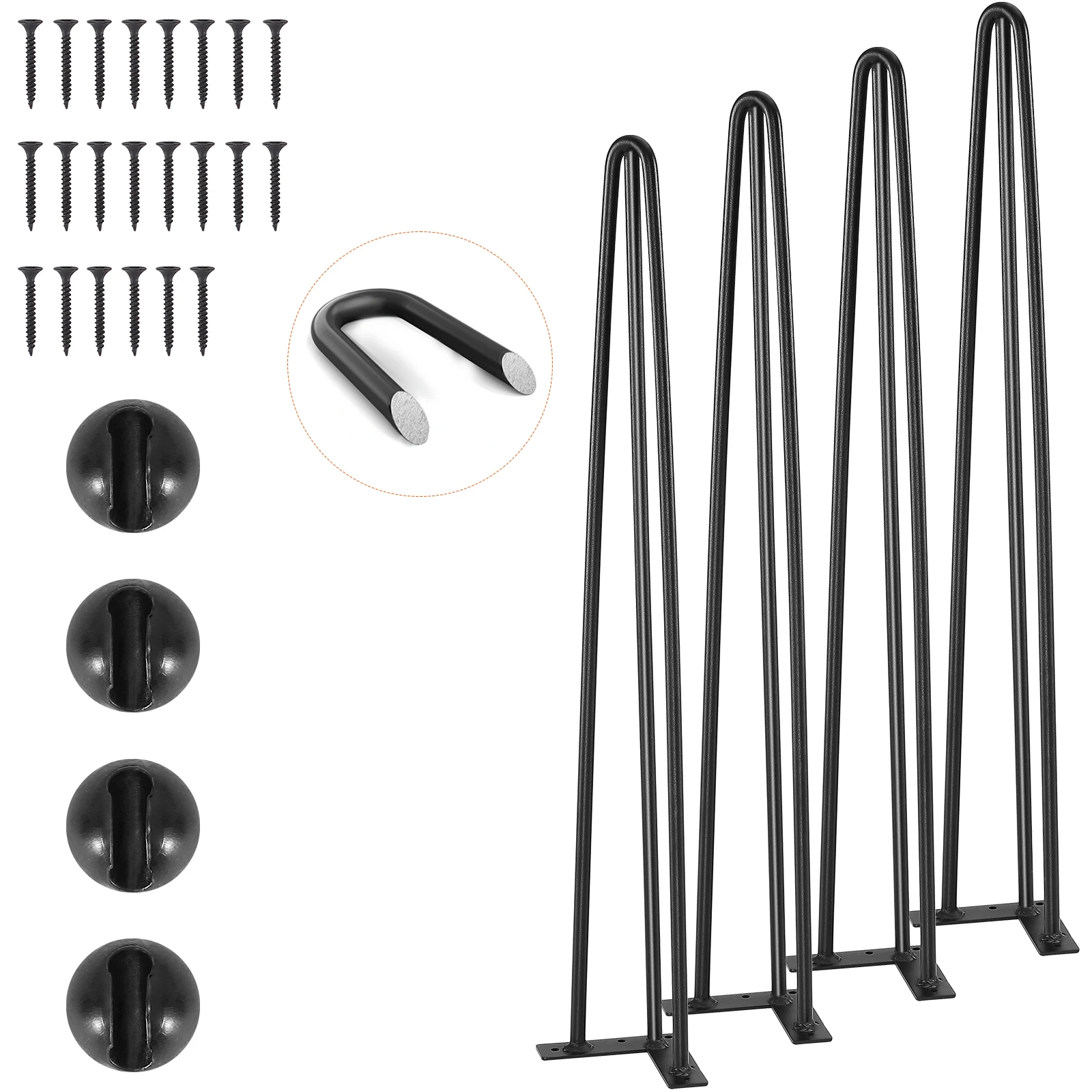 

VEVOR 28" Hairpin Table Legs Set of 4 Desk Legs Hairpin Desk Legs 3 Rods for Desk Chairs Bench Solid Carbon Steel Furniture Legs