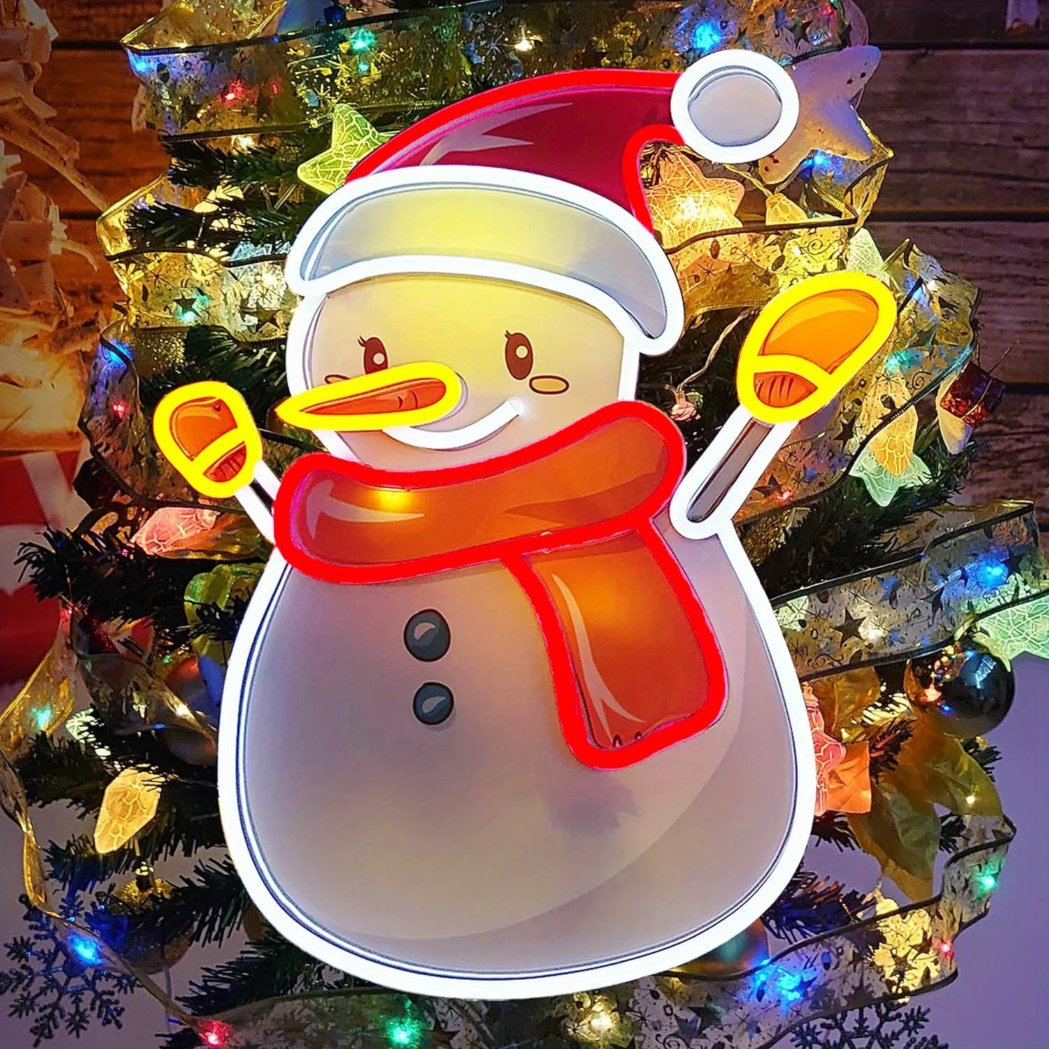 Christmas Snowman Neon Sign LED  Light USB Operated Holiday Decor for Party Xmas Tree Winter Wonderland Decoration Bedroom Gift