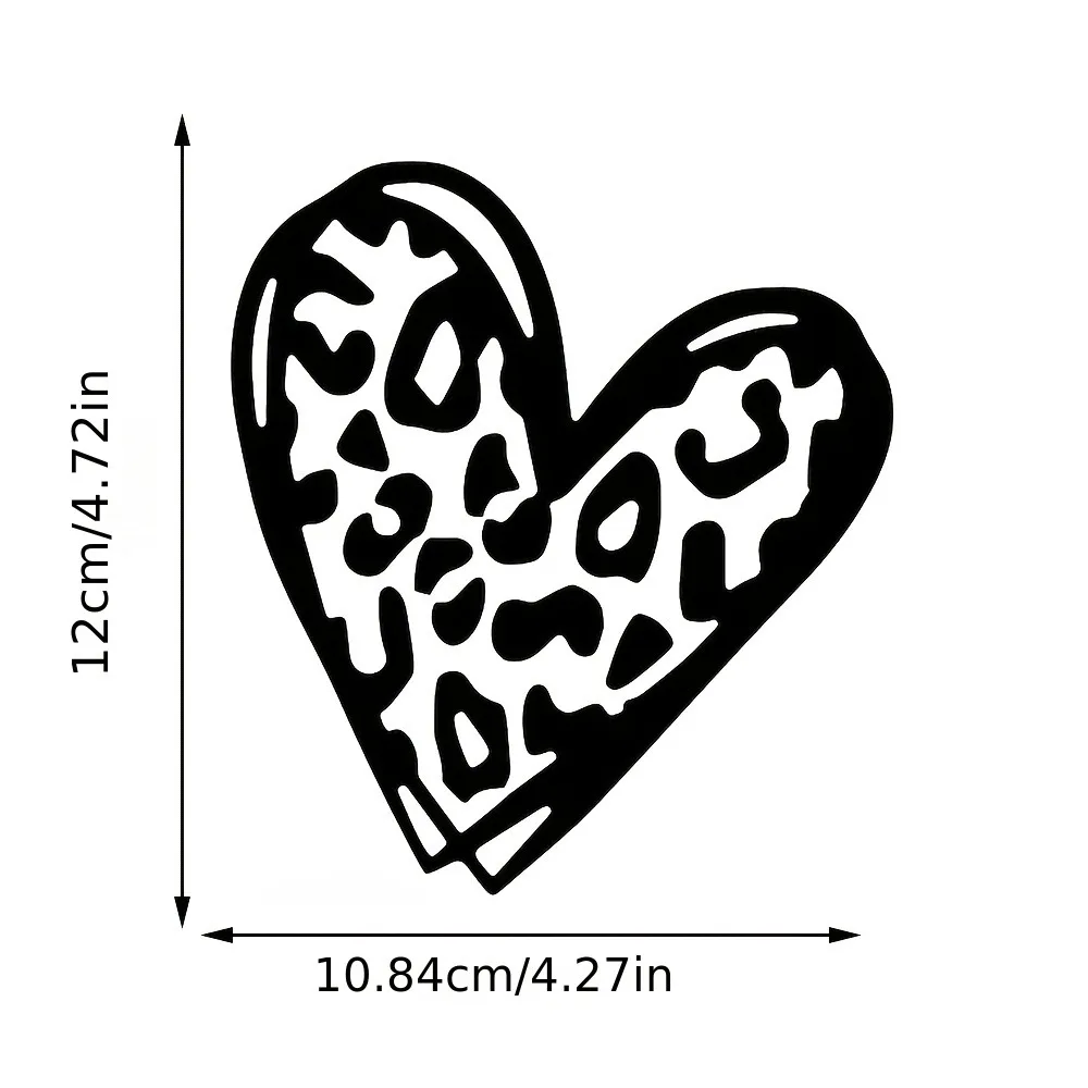 1pc Heart Shaped Leopard Print Car Stickers for Auto Rear Window Windshield Rearview Mirror Bumper Decors Motorcycle Body Decals